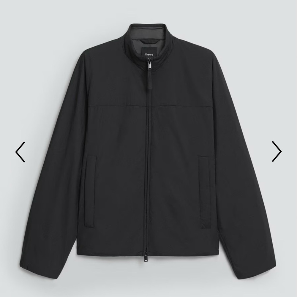 Theory Black Nylon Zip Front Jacket XL Packable Lightweight Minimalist Modern